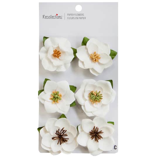 12 Packs: 6 ct. (72 total) Paper Magnolia Flower Embellishments by Recollections™